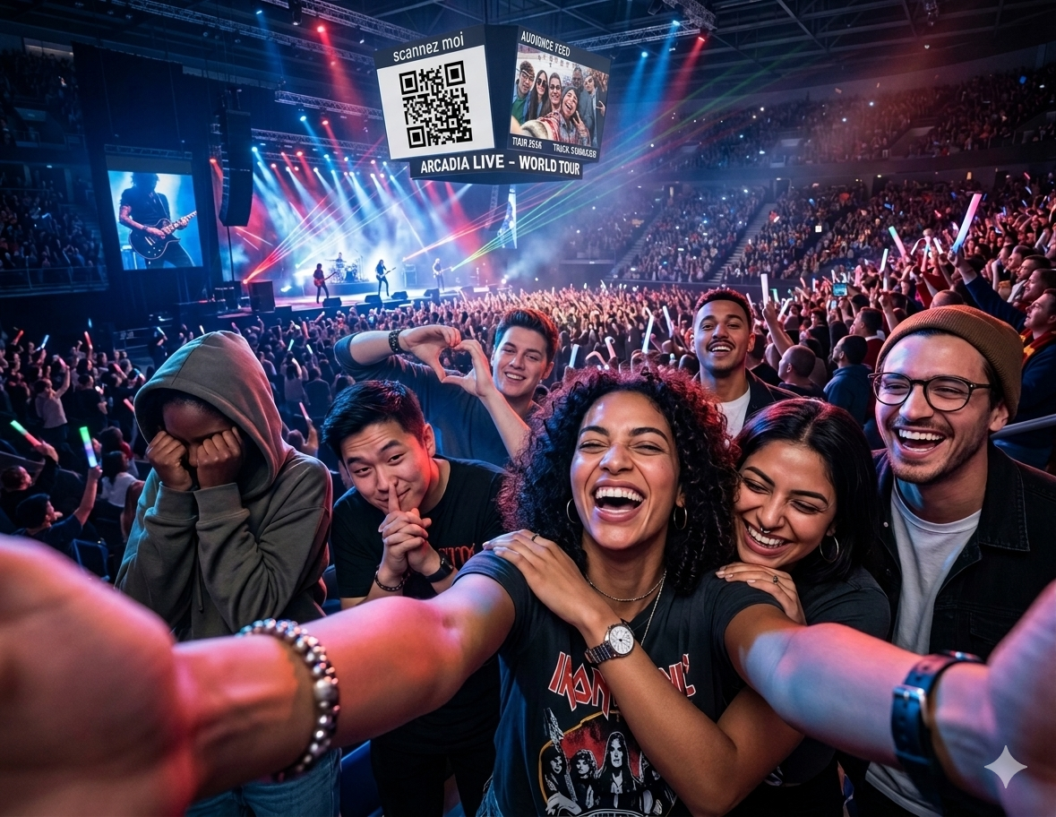 Copains filmes a l'ecran geant en concert